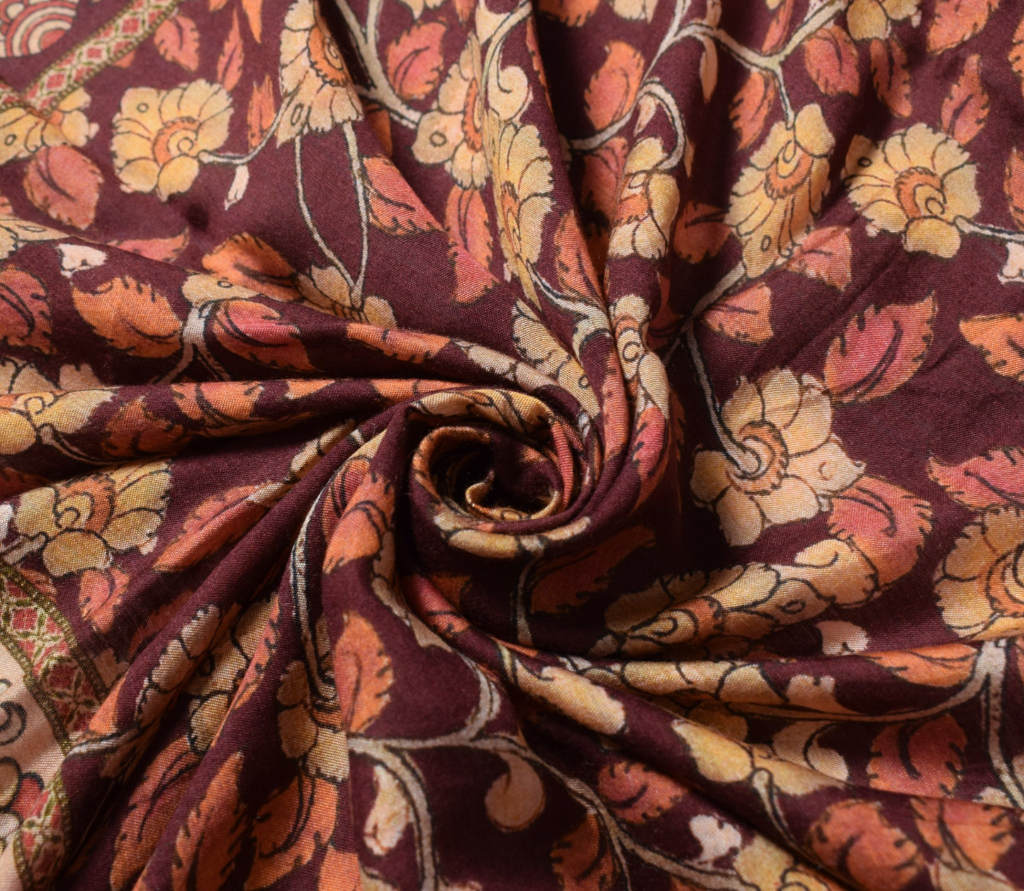 Sushila Vintage Kalamkari Dupatta Pure Cotton Maroon Handprinted Soft Long Stole