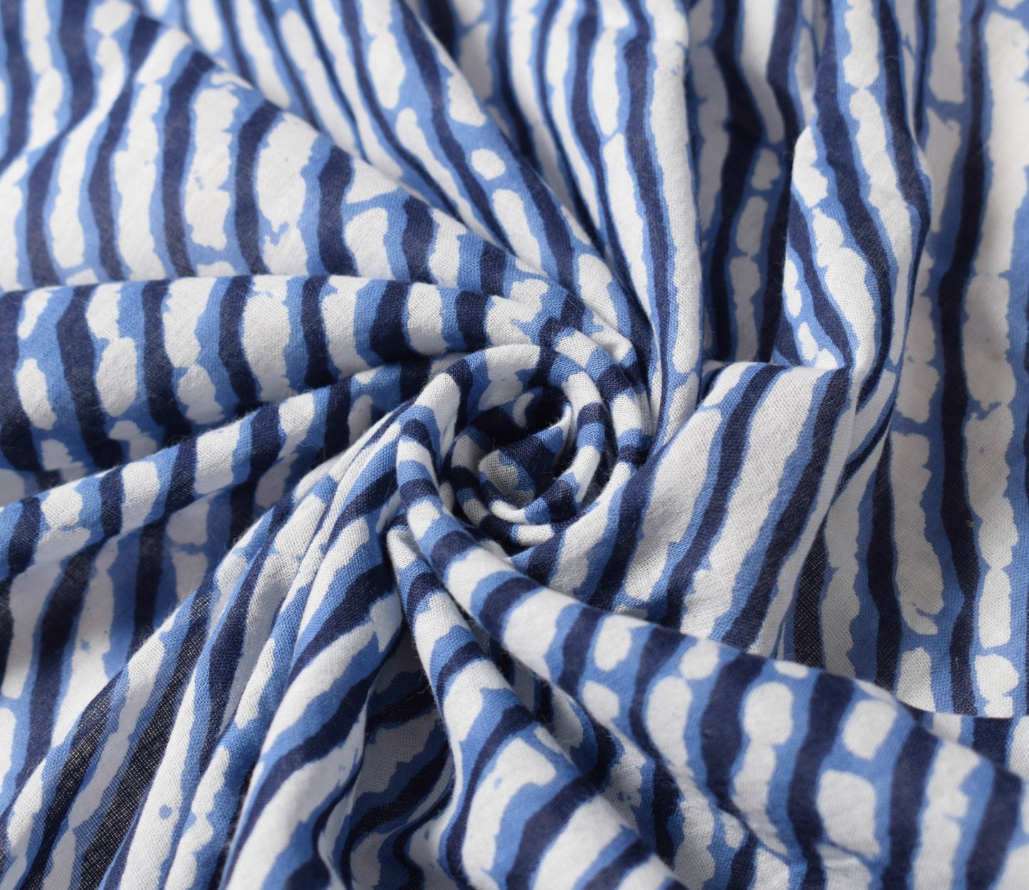 Sushila Vintage Pure Cotton Dupatta Blue White Leheriya Bandhani Print LongStole