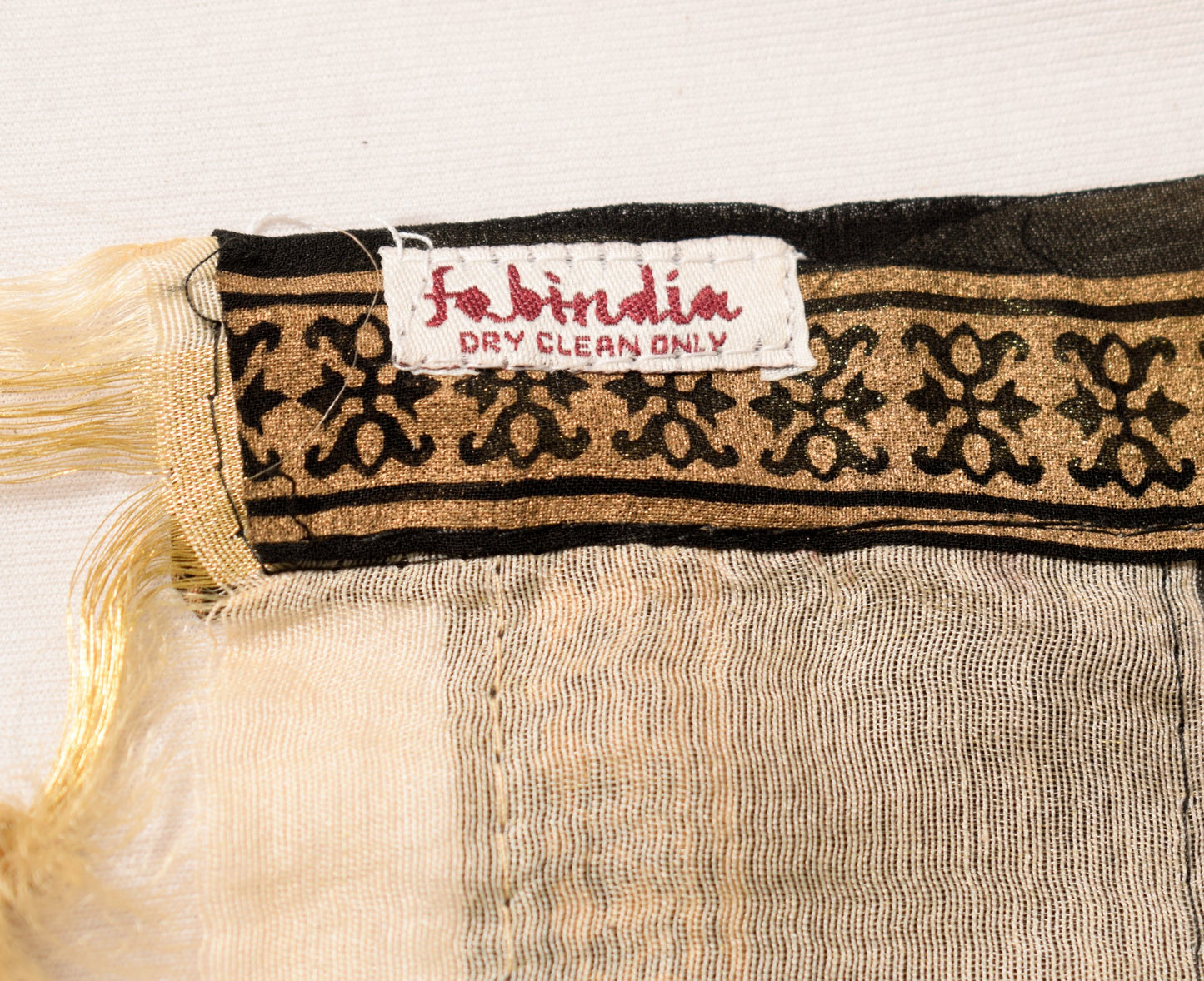 Sushila Vintage Beige Black  Dupatta Madhubani Print Art Cotton Silk Long Stole