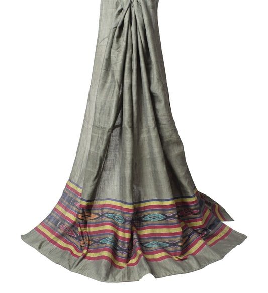 Sushila Vintage Gray Dupatta Sambalpuri handwoven Ikat Pure Cotton Long Stole