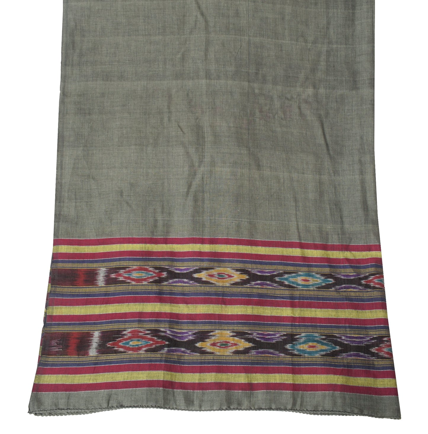 Sushila Vintage Gray Dupatta Sambalpuri handwoven Ikat Pure Cotton Long Stole