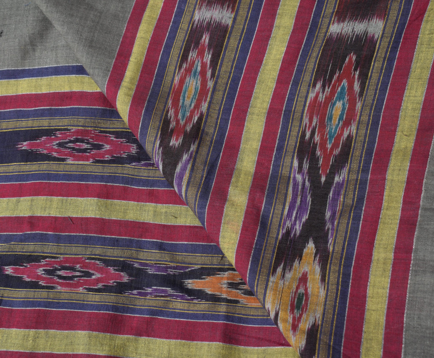 Sushila Vintage Gray Dupatta Sambalpuri handwoven Ikat Pure Cotton Long Stole
