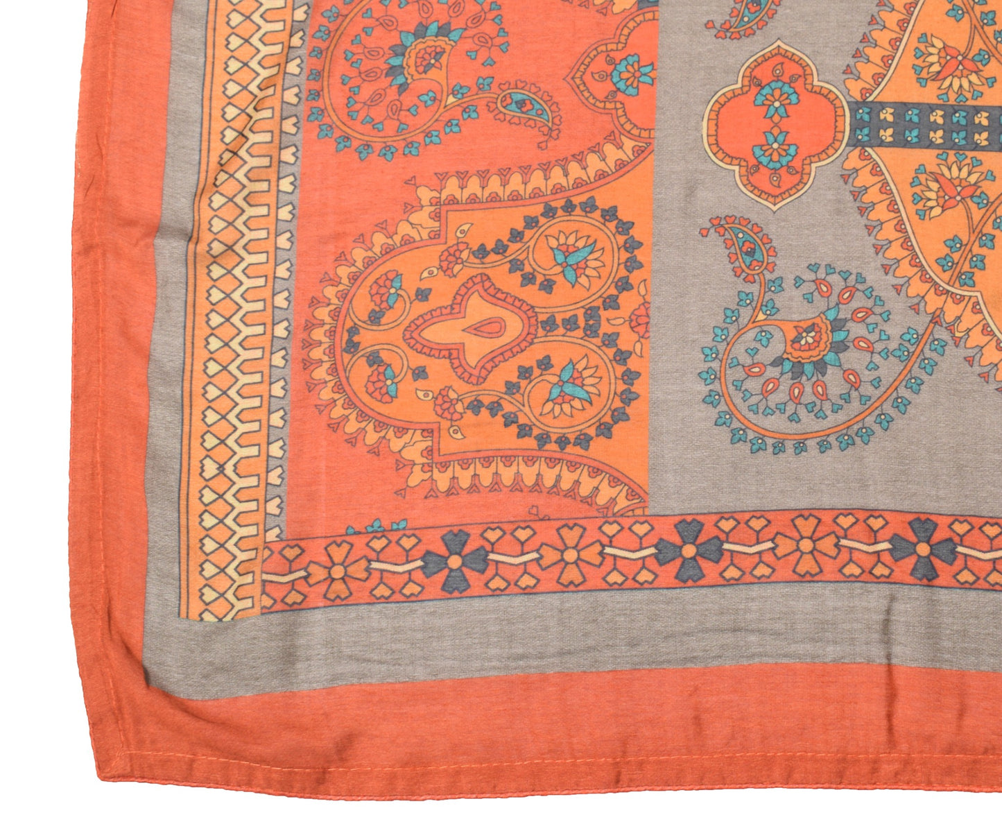 Sushila Vintage Printed Rust Dupatta Pure Cotton Silk Soft Floral Long Stole