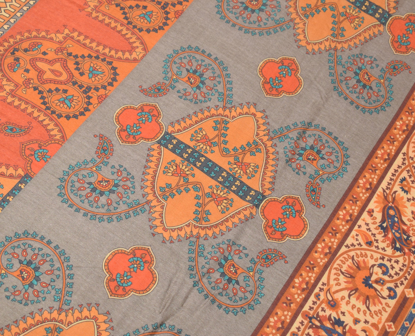Sushila Vintage Printed Rust Dupatta Pure Cotton Silk Soft Floral Long Stole