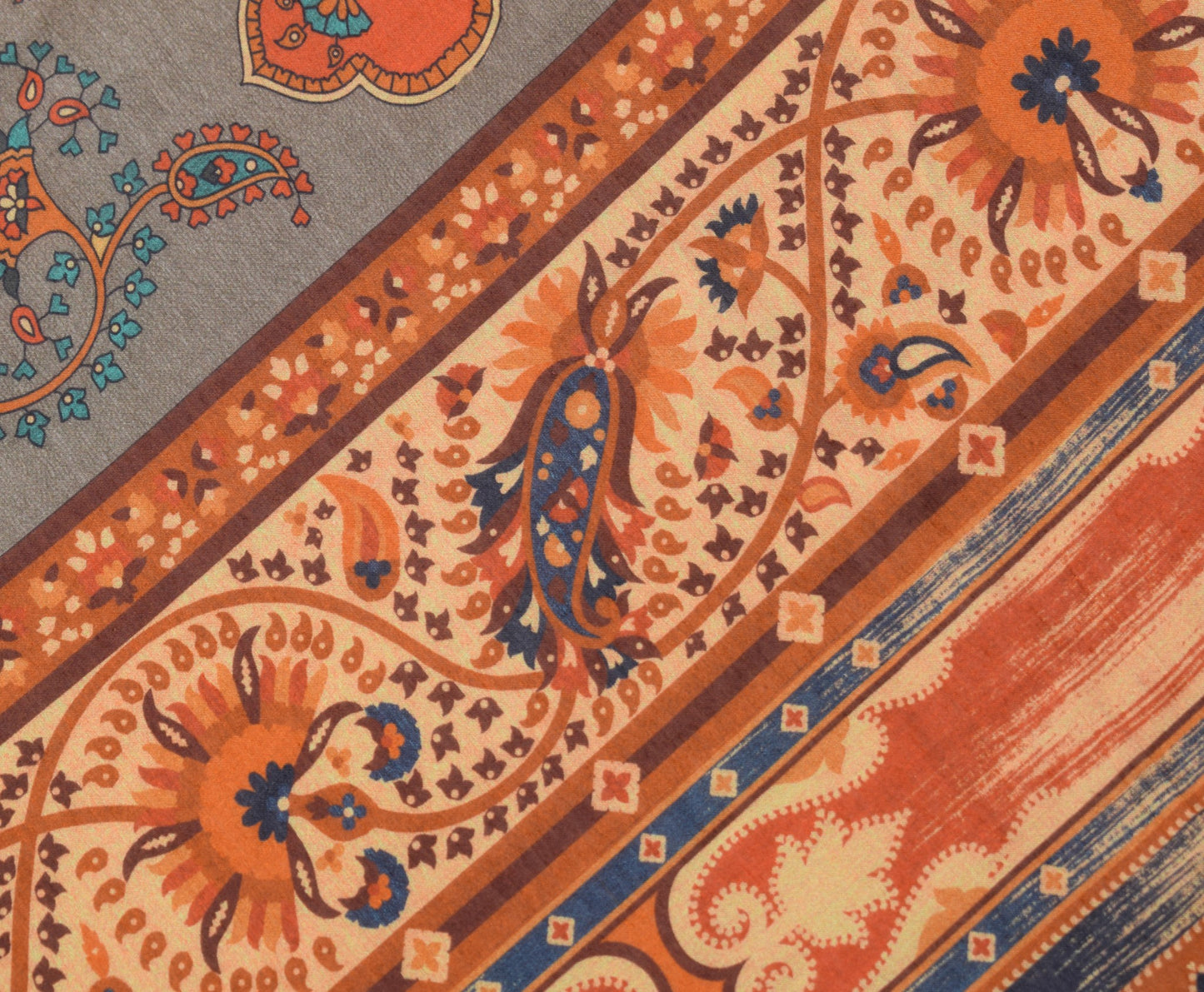 Sushila Vintage Printed Rust Dupatta Pure Cotton Silk Soft Floral Long Stole