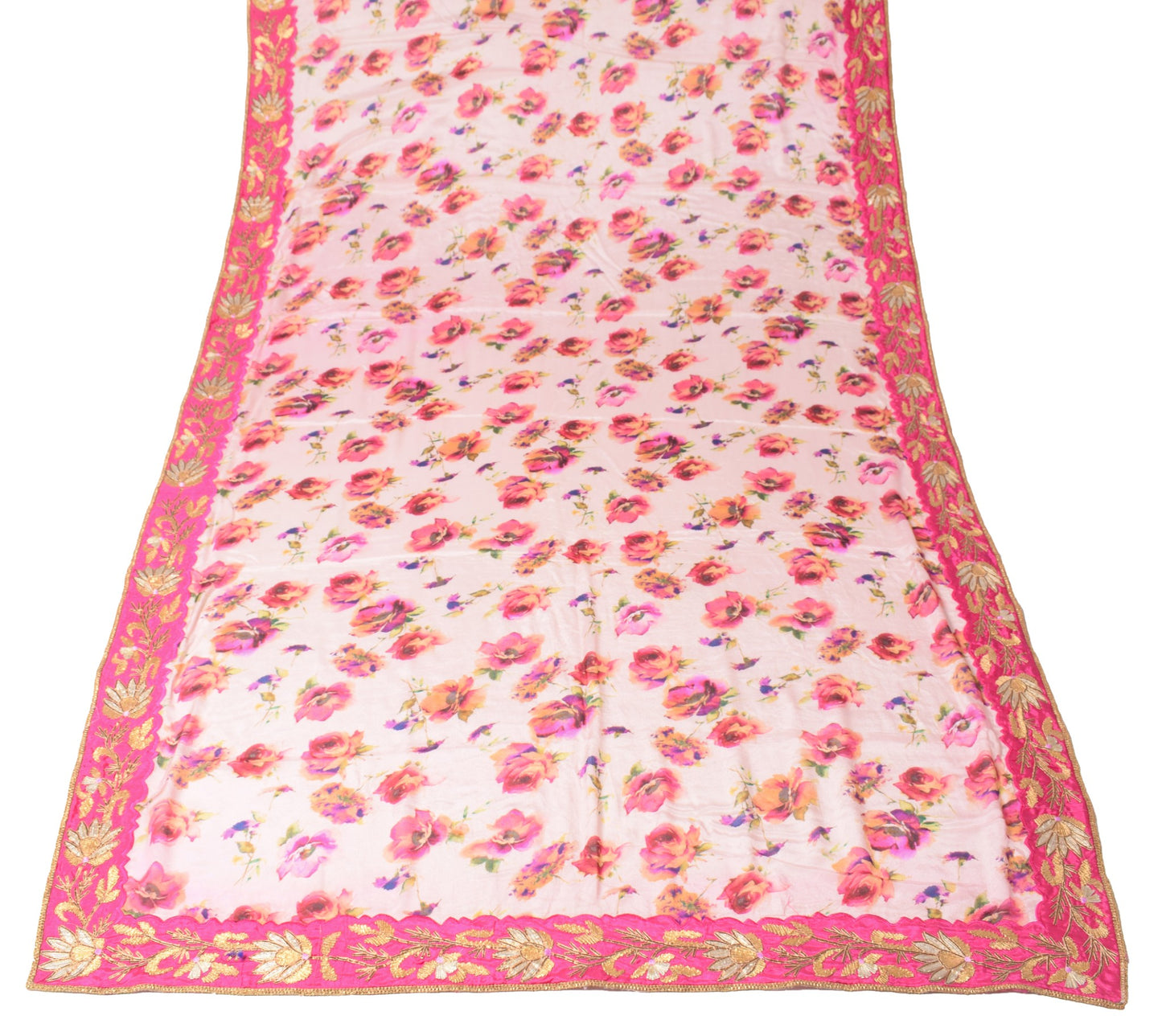 Sushila Vintage Pink Dupatta Pure Chiffon Digital Print & Embroidered Long Stole