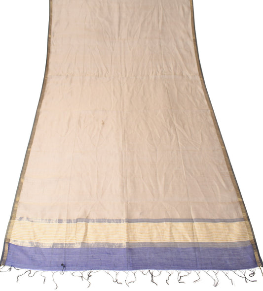 Sushila Vintage Pure Cotton Silk Dupatta Brown Plain Body Woven Border LongStole