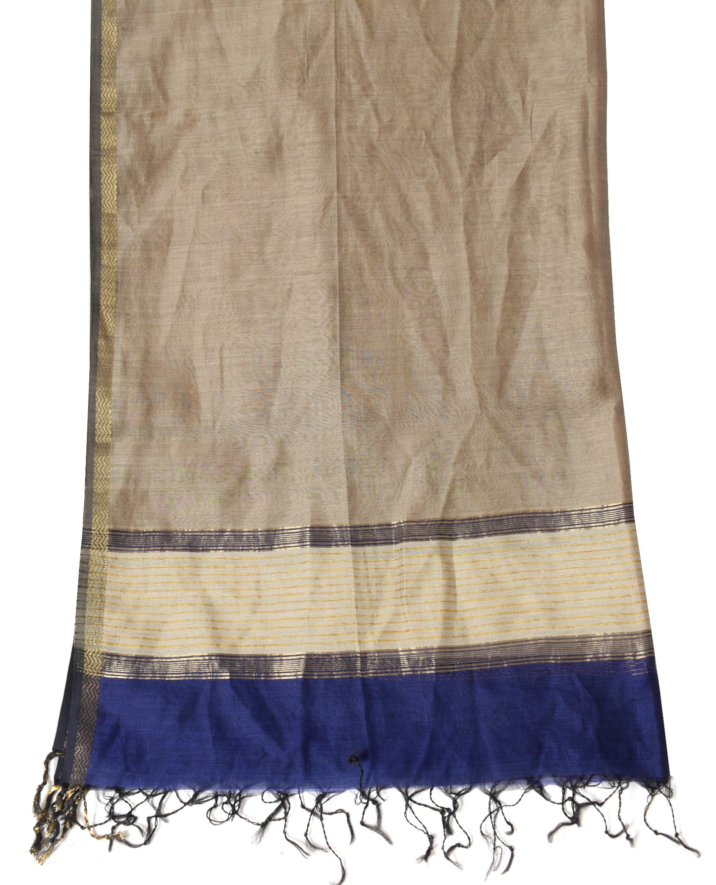 Sushila Vintage Pure Cotton Silk Dupatta Brown Plain Body Woven Border LongStole