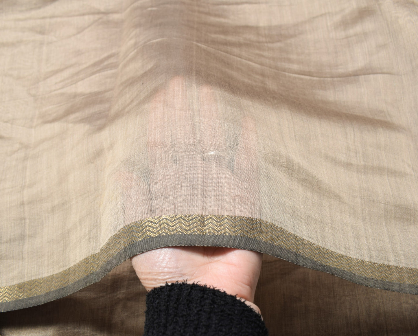 Sushila Vintage Pure Cotton Silk Dupatta Brown Plain Body Woven Border LongStole