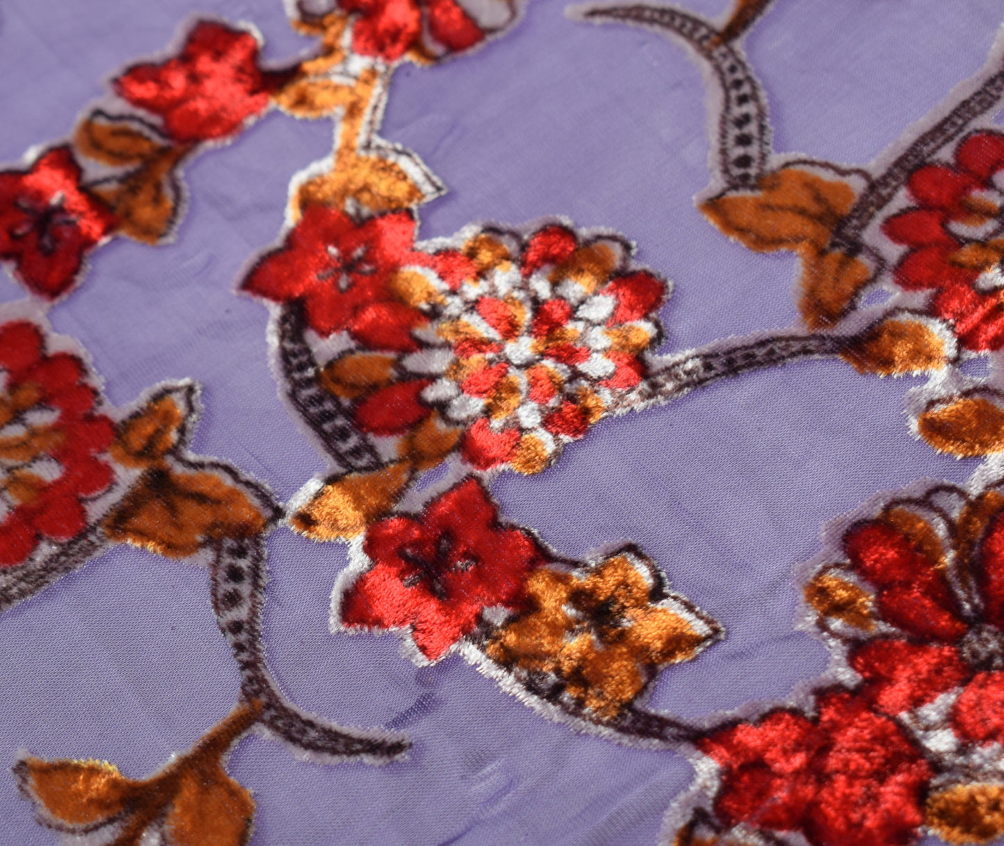 Sushila Vintage Brasso Velvet Dupatta Floral Woven Soft Indian Purple Long Stole
