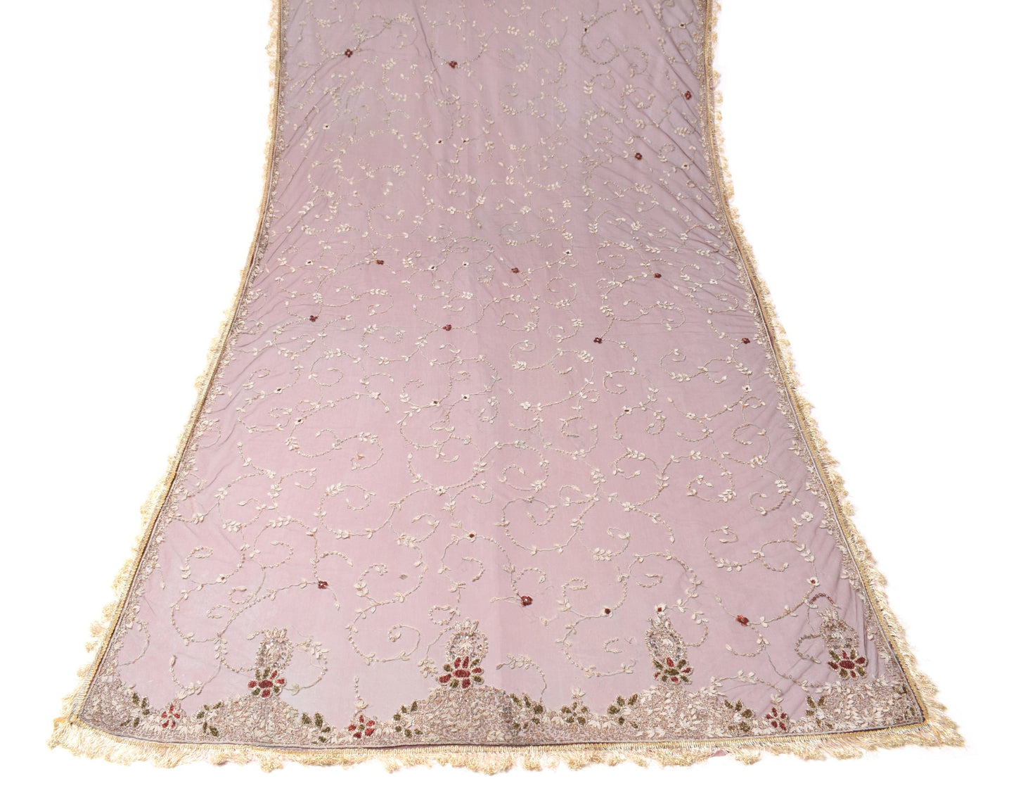 Sushila Vintage Maroon Net Heavy Dupatta Zardozi Work Wedding Bridal Long Stole