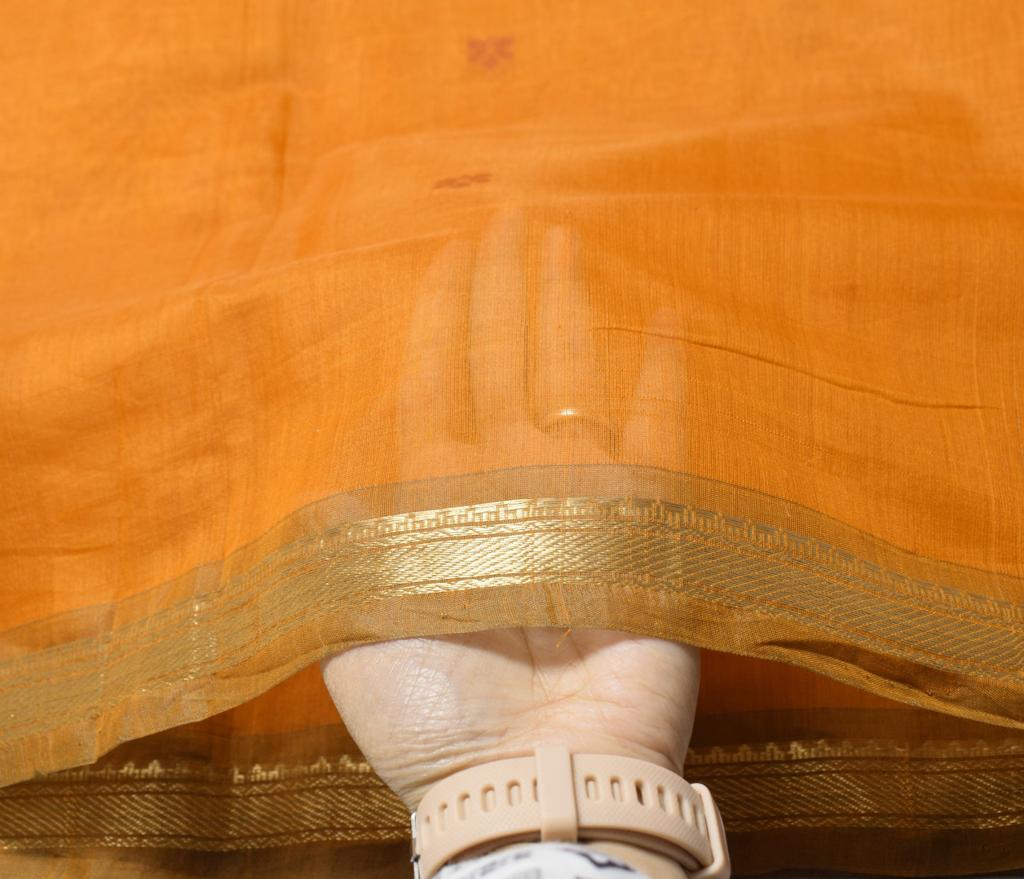 Sushila Vintage Rust Dupatta Hand Woven Floral Pure Cotton Silk Long Stole Wrap