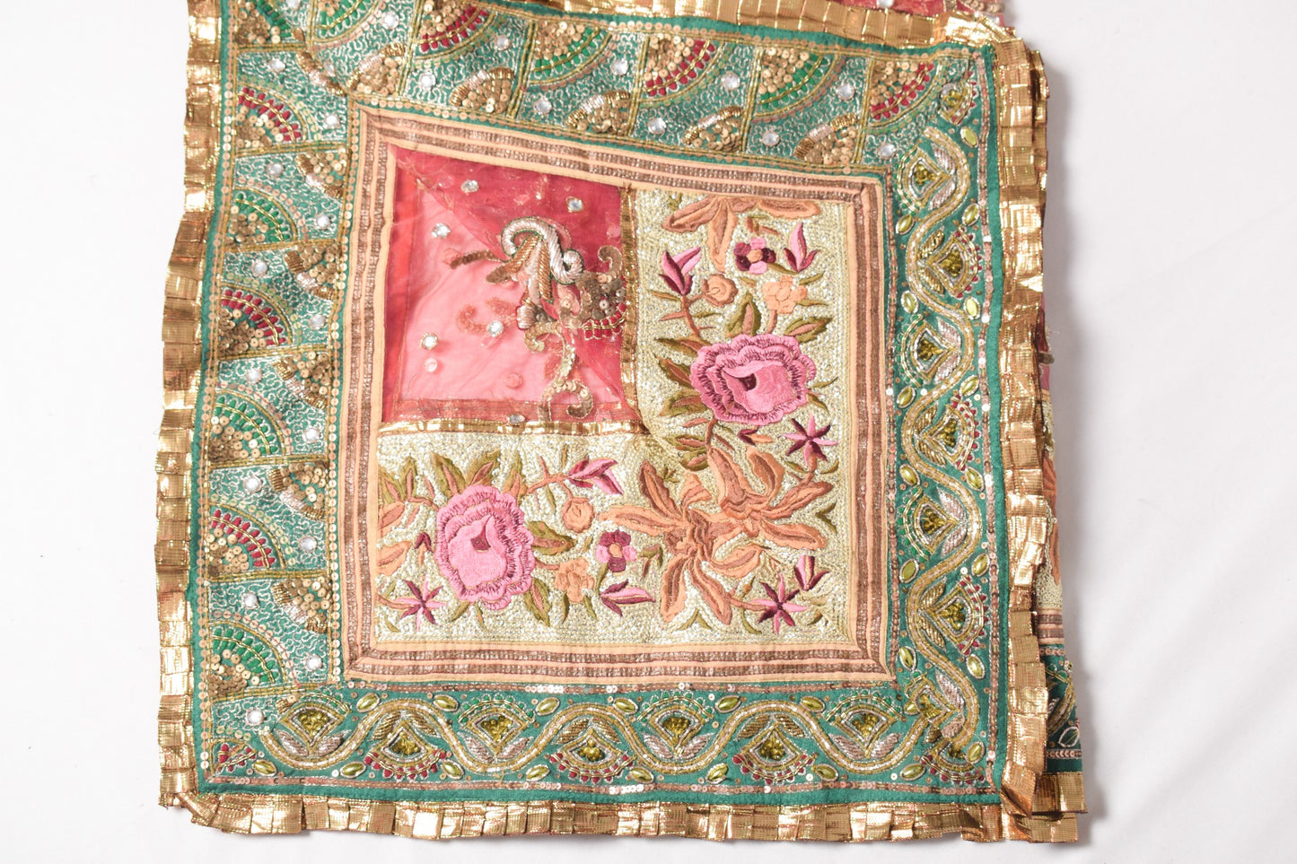 Sushila Vintage Pink Net Heavy Dupatta Zardozi Stone Work Wedding Long Stole