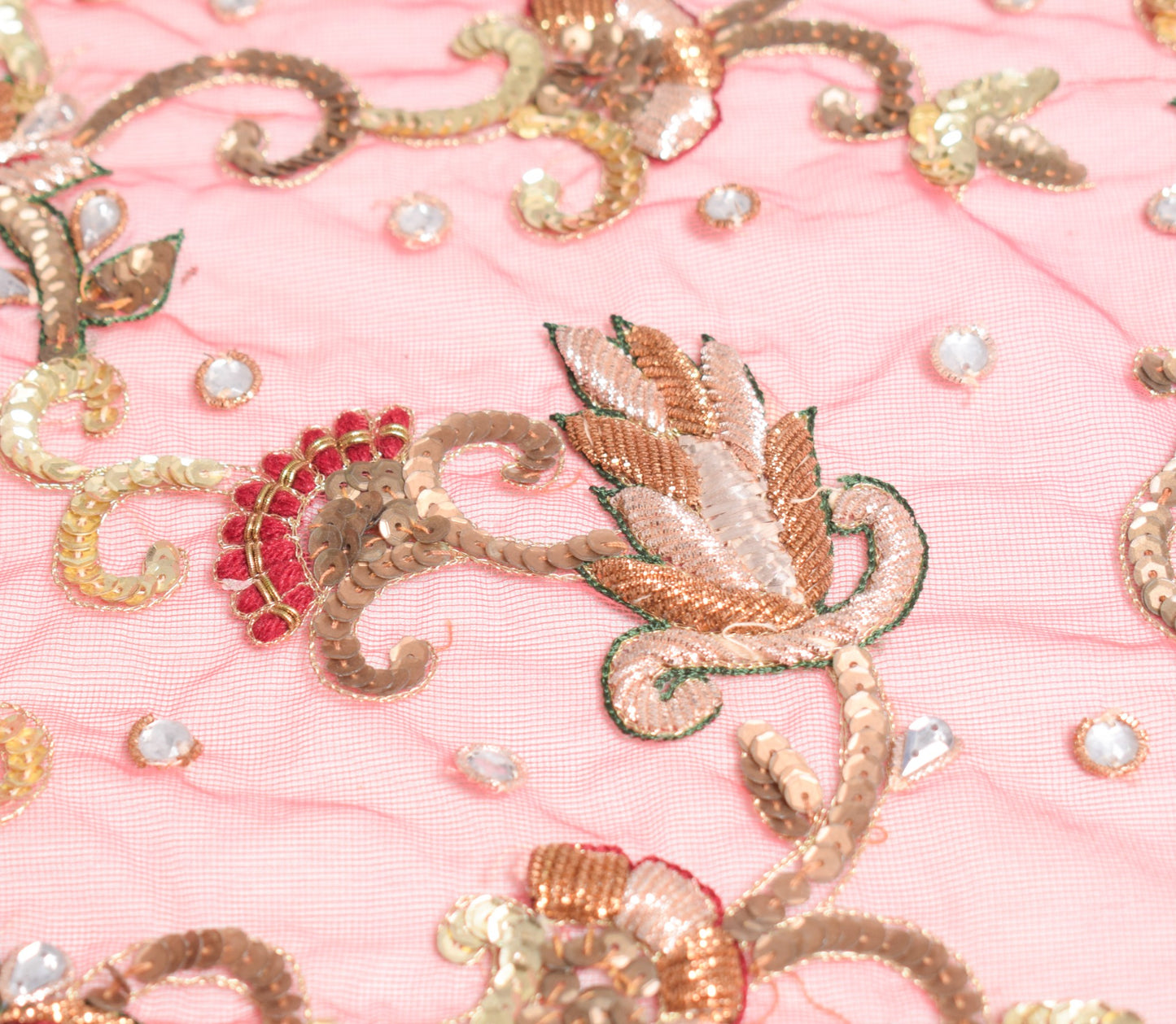 Sushila Vintage Pink Net Heavy Dupatta Zardozi Stone Work Wedding Long Stole