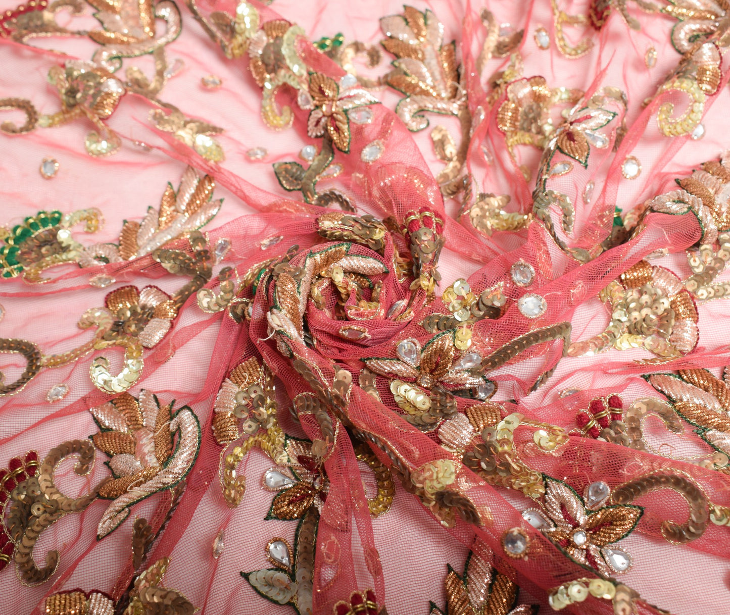 Sushila Vintage Pink Net Heavy Dupatta Zardozi Stone Work Wedding Long Stole