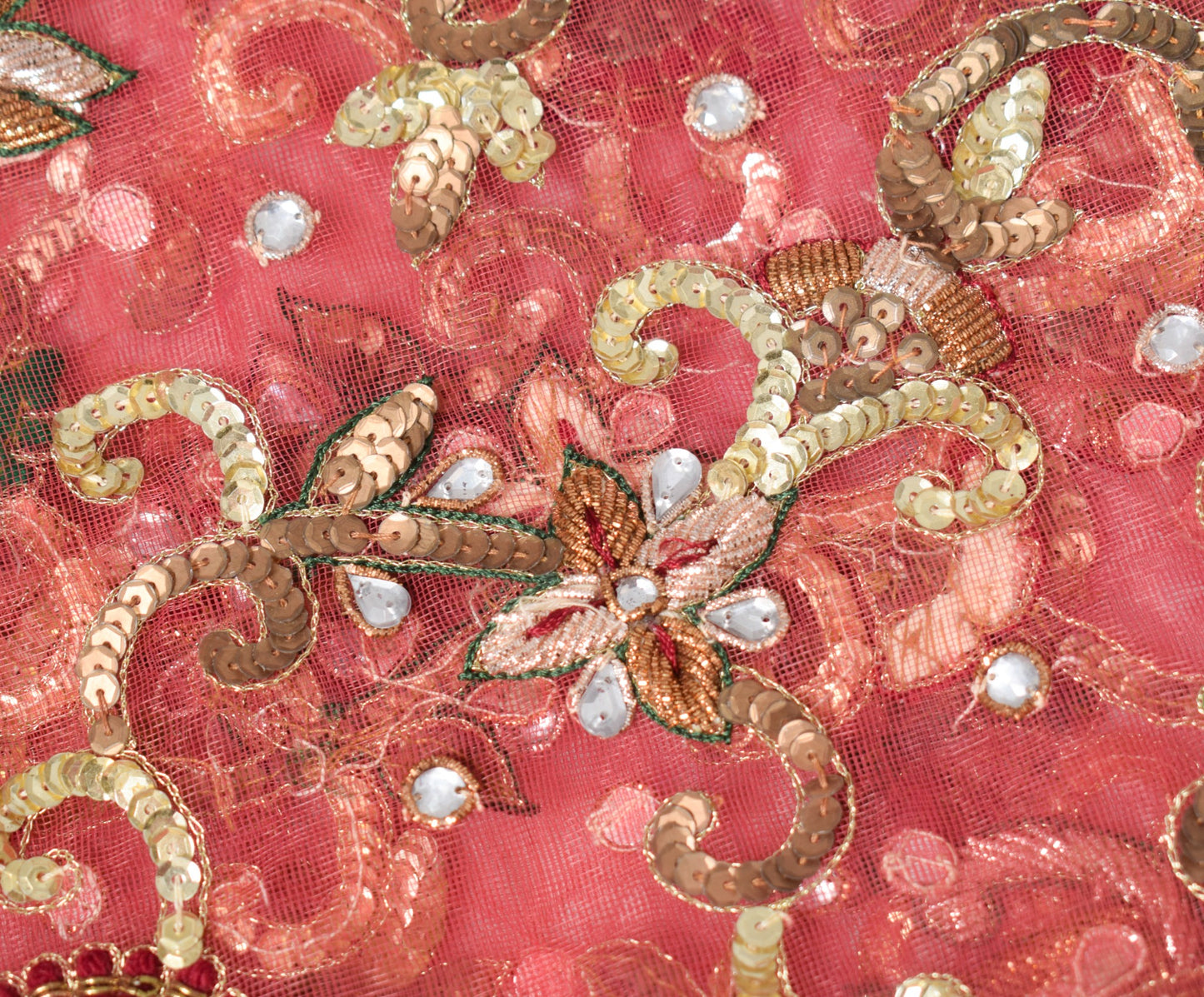 Sushila Vintage Pink Net Heavy Dupatta Zardozi Stone Work Wedding Long Stole