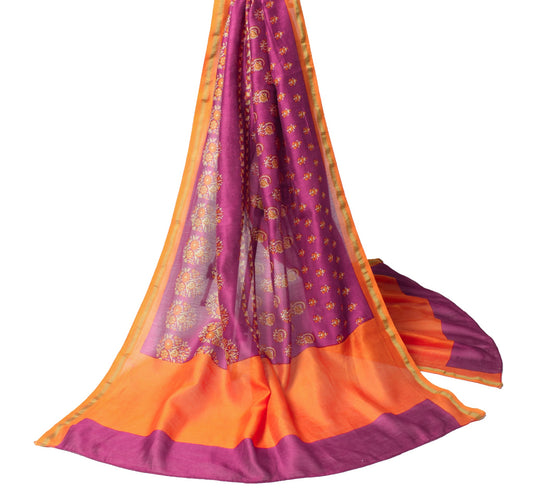 Sushila Vintage Magenta Dupatta Pure Cotton Silk Hand Block Printed Long Stole