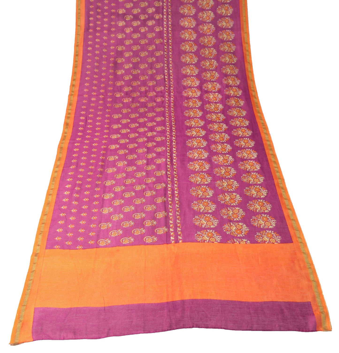 Sushila Vintage Magenta Dupatta Pure Cotton Silk Hand Block Printed Long Stole