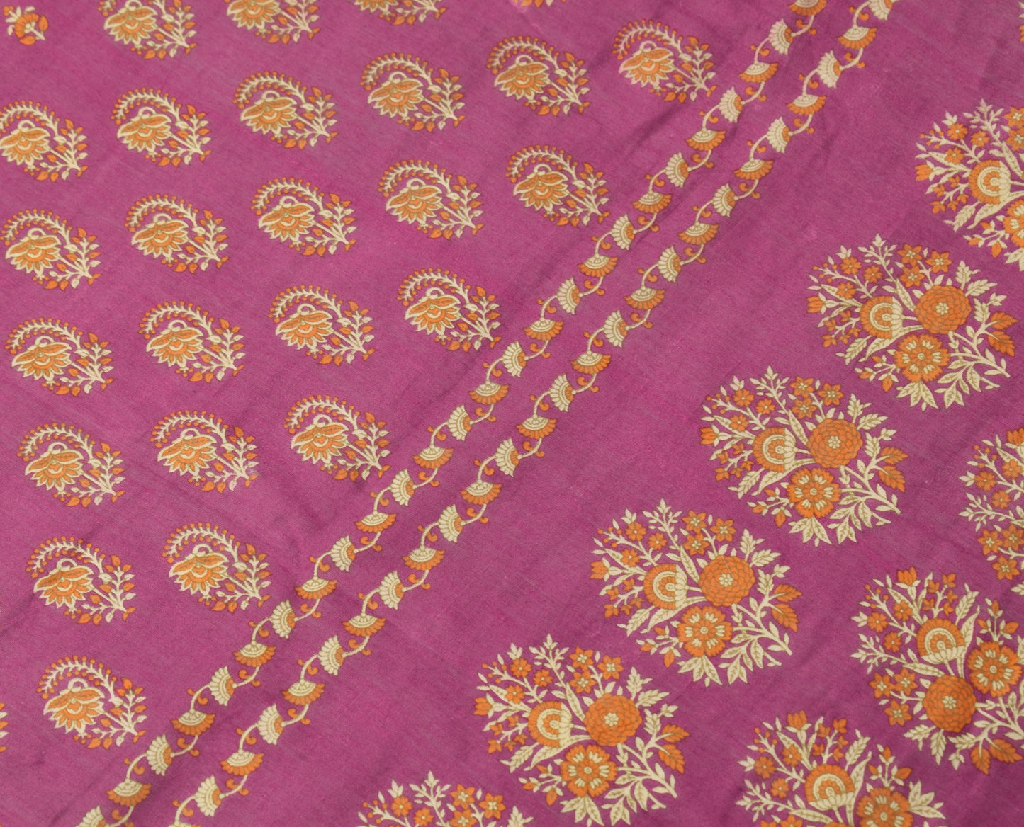 Sushila Vintage Magenta Dupatta Pure Cotton Silk Hand Block Printed Long Stole