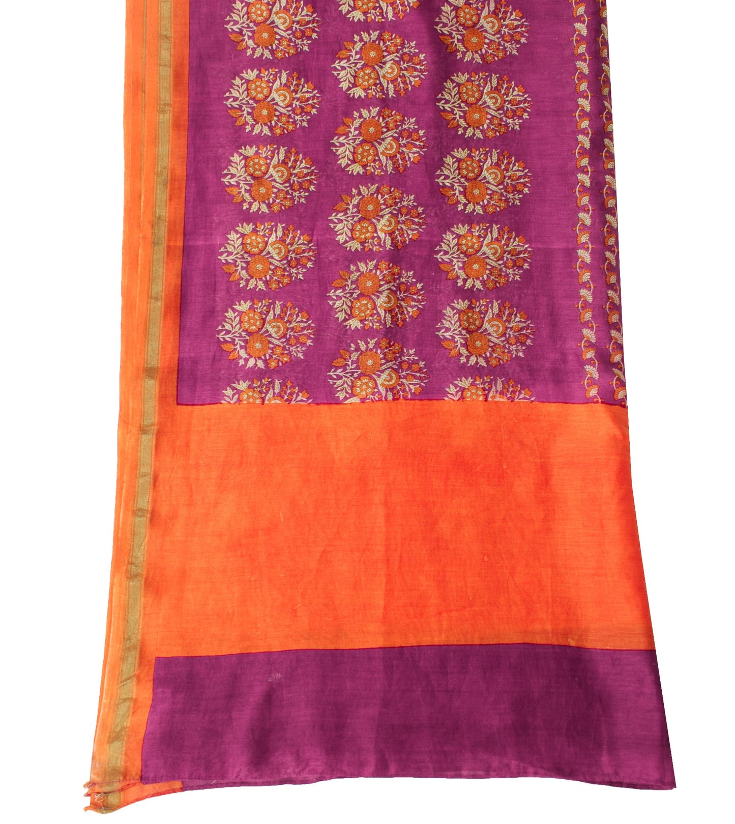 Sushila Vintage Magenta Dupatta Pure Cotton Silk Hand Block Printed Long Stole