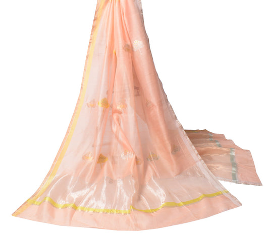 Sushila Vintage Pink Handloom Dupatta Pure Cotton Silk Zari Woven  Long Stole