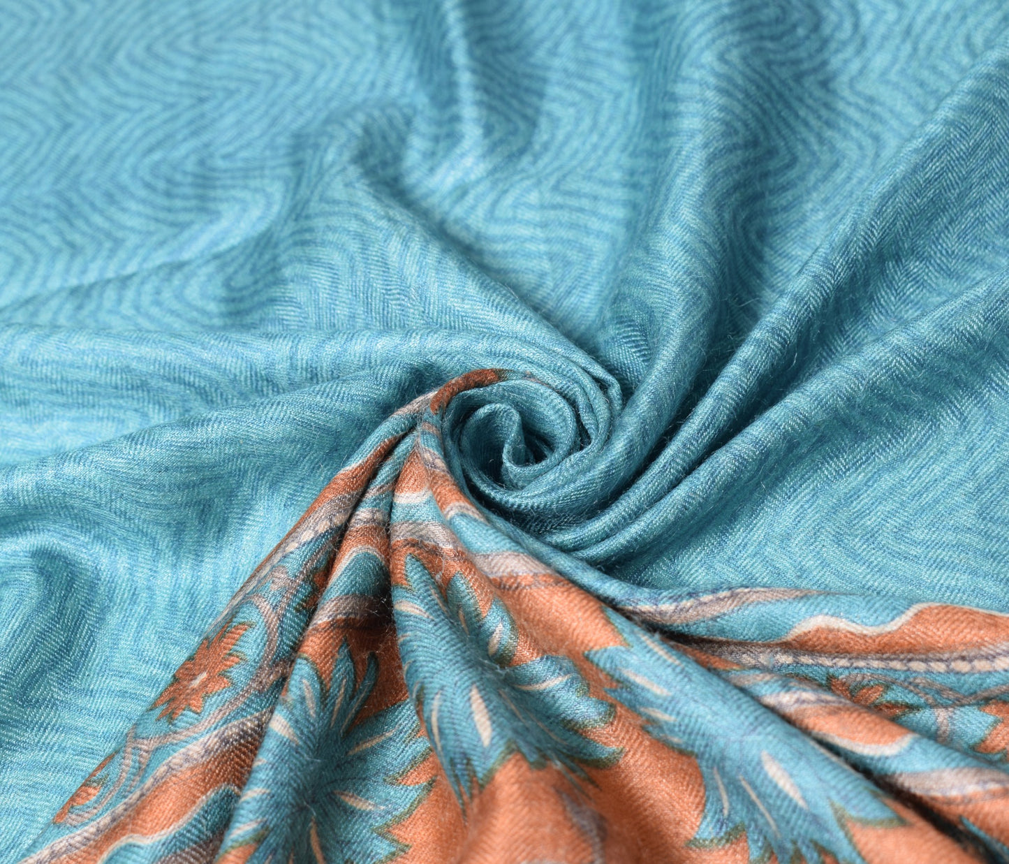 Sushila Vintage Pure Woolen Dupatta Turquoise Blue Leheriya Printed Long Stole
