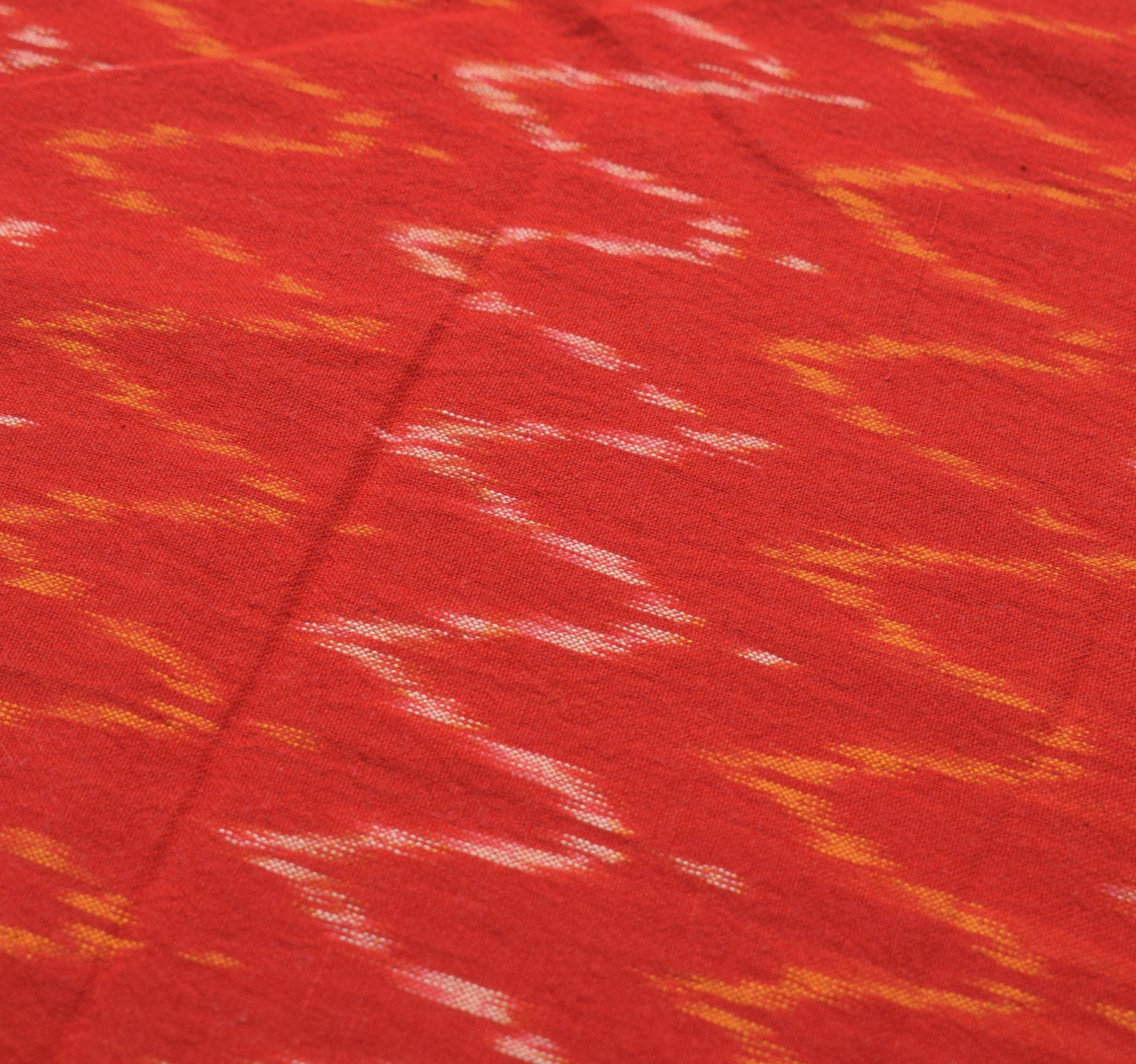 Sushila Vintage Orange Red Dupatta Pure Cotton Hand Woven Ikat Long Stole Wrap