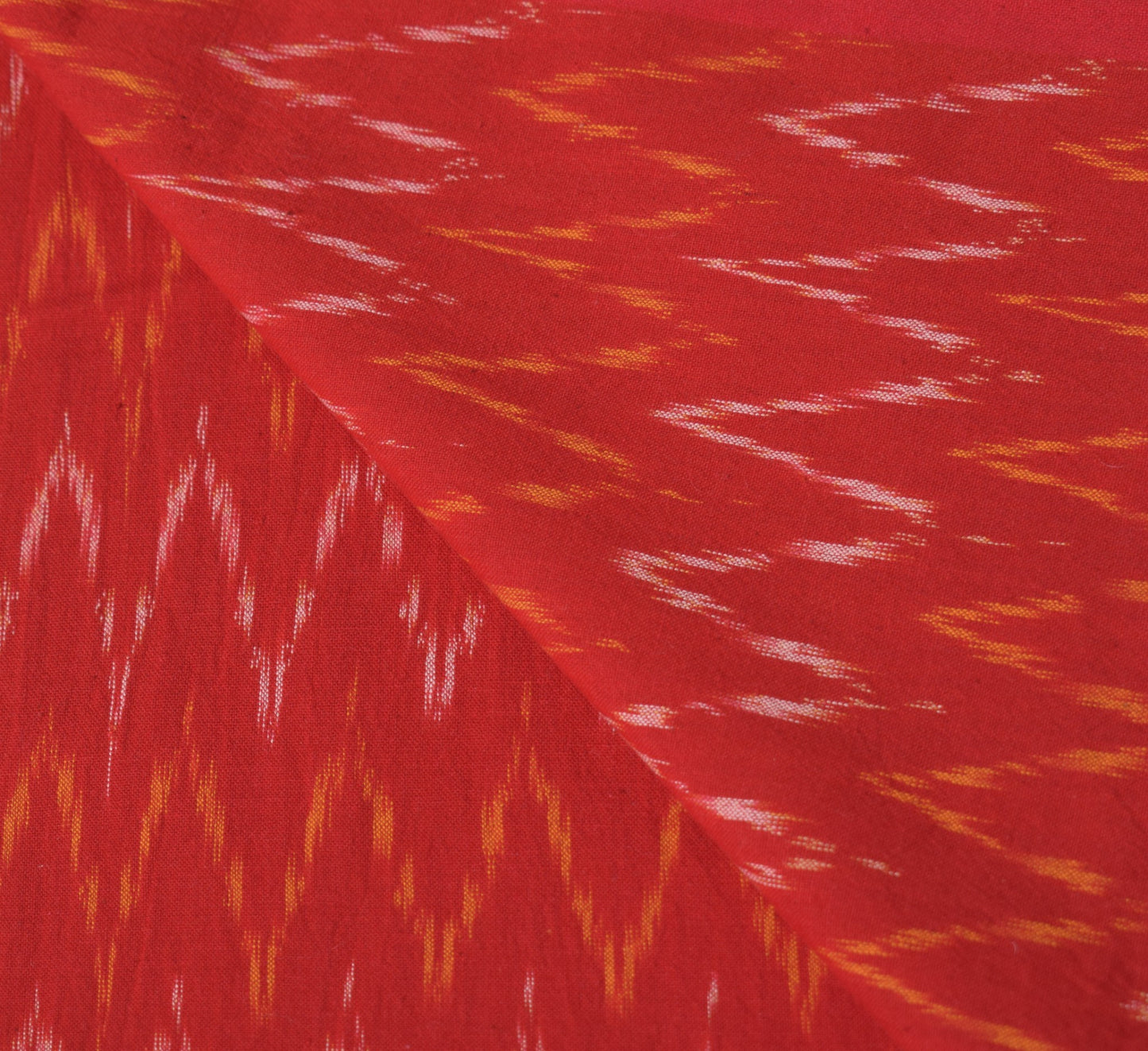 Sushila Vintage Orange Red Dupatta Pure Cotton Hand Woven Ikat Long Stole Wrap