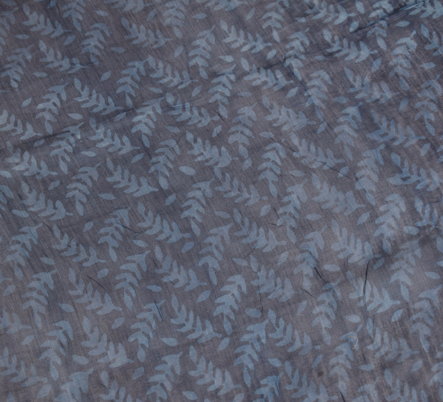 Sushila Vintage Handmade Blue Dupatta Pure Cotton Silk Printed Leaves Long Stole
