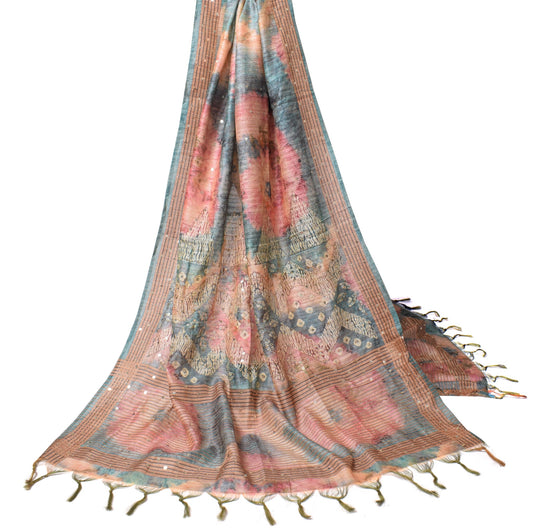 Sushila Vintage Multi-Color Dupatta Printed & Sequins Work Art Silk  Long Stole