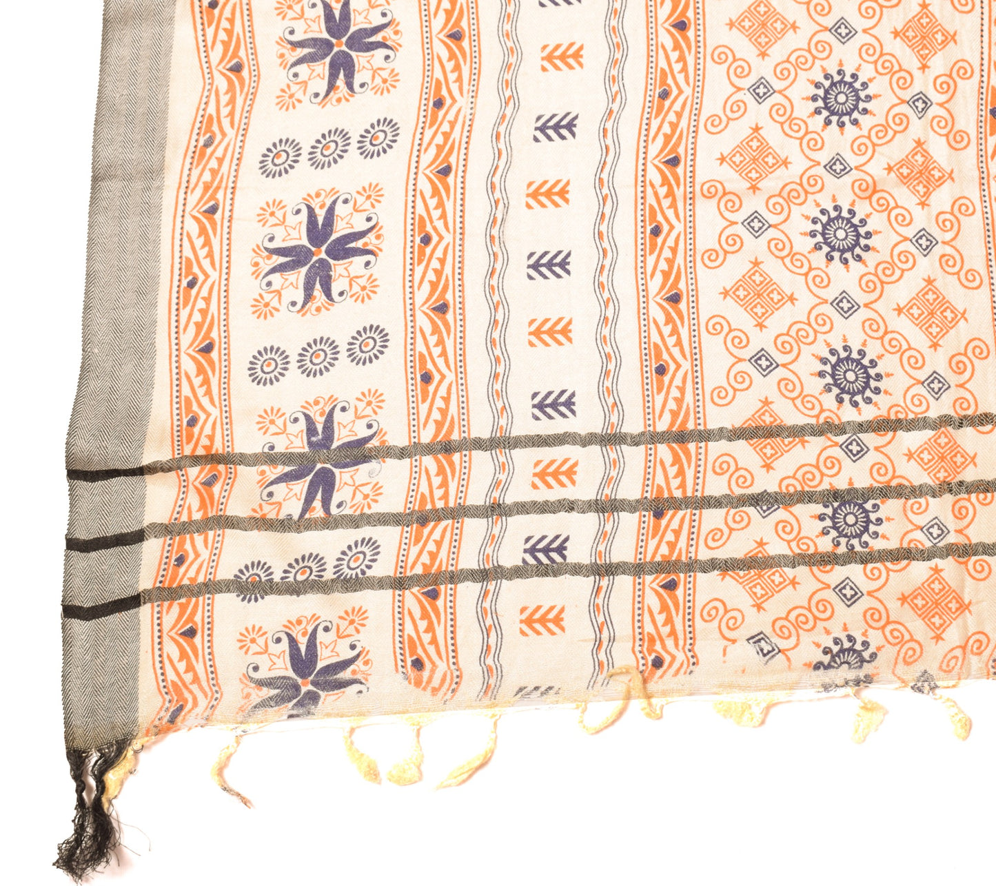 Sushila Vintage Hand Block Printed Dupatta Pure Woolen Floral Soft Long Stole