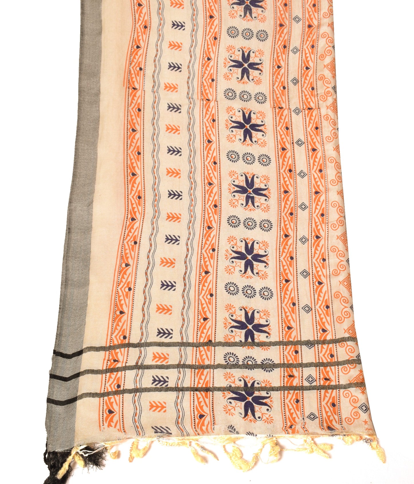 Sushila Vintage Hand Block Printed Dupatta Pure Woolen Floral Soft Long Stole