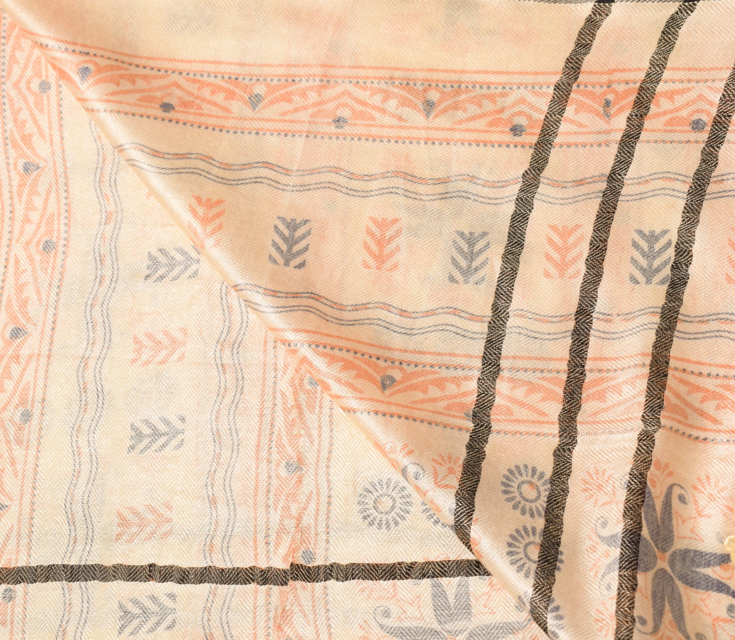Sushila Vintage Hand Block Printed Dupatta Pure Woolen Floral Soft Long Stole