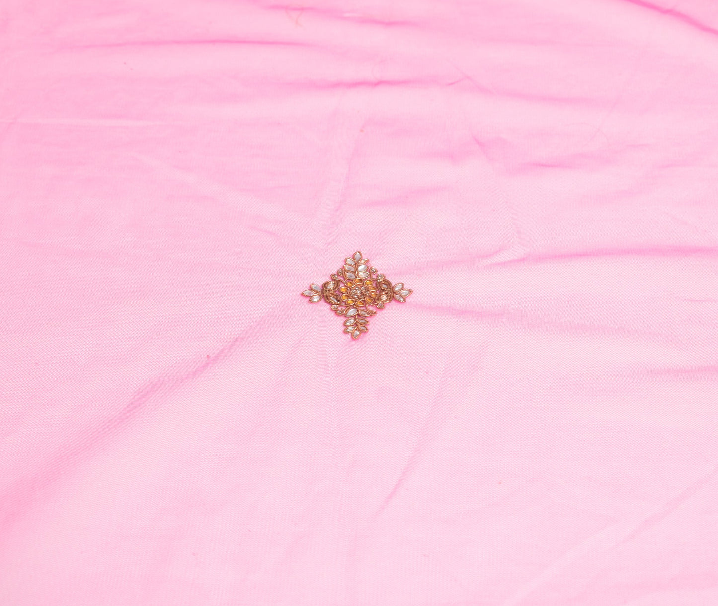 Sushila Vintage Polki Kundan Embroidered Dupatta Pink Net Floral Long Stole Wrap
