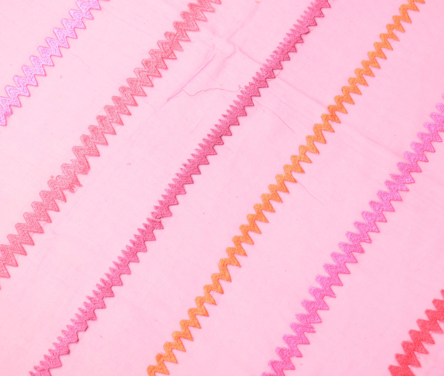 Sushila Vintage Pink Dupatta Chiffon silk Zig-Zag Embroidered Soft Long Stole