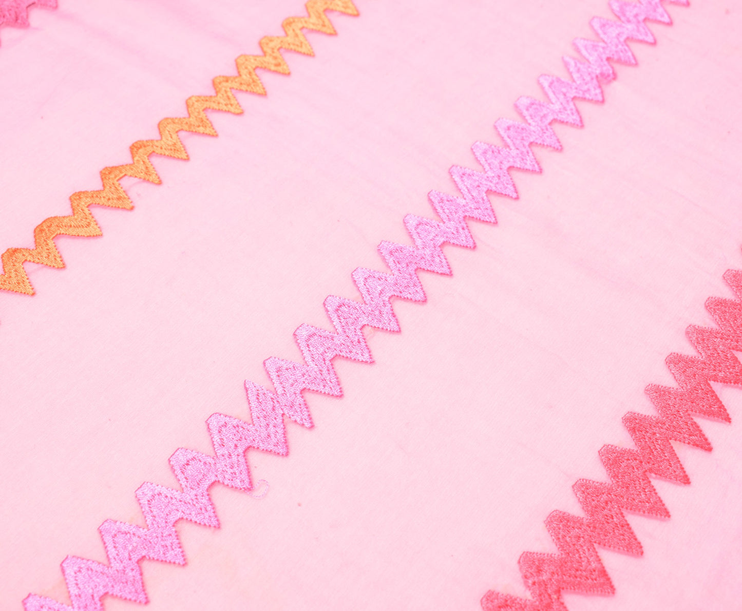 Sushila Vintage Pink Dupatta Chiffon silk Zig-Zag Embroidered Soft Long Stole