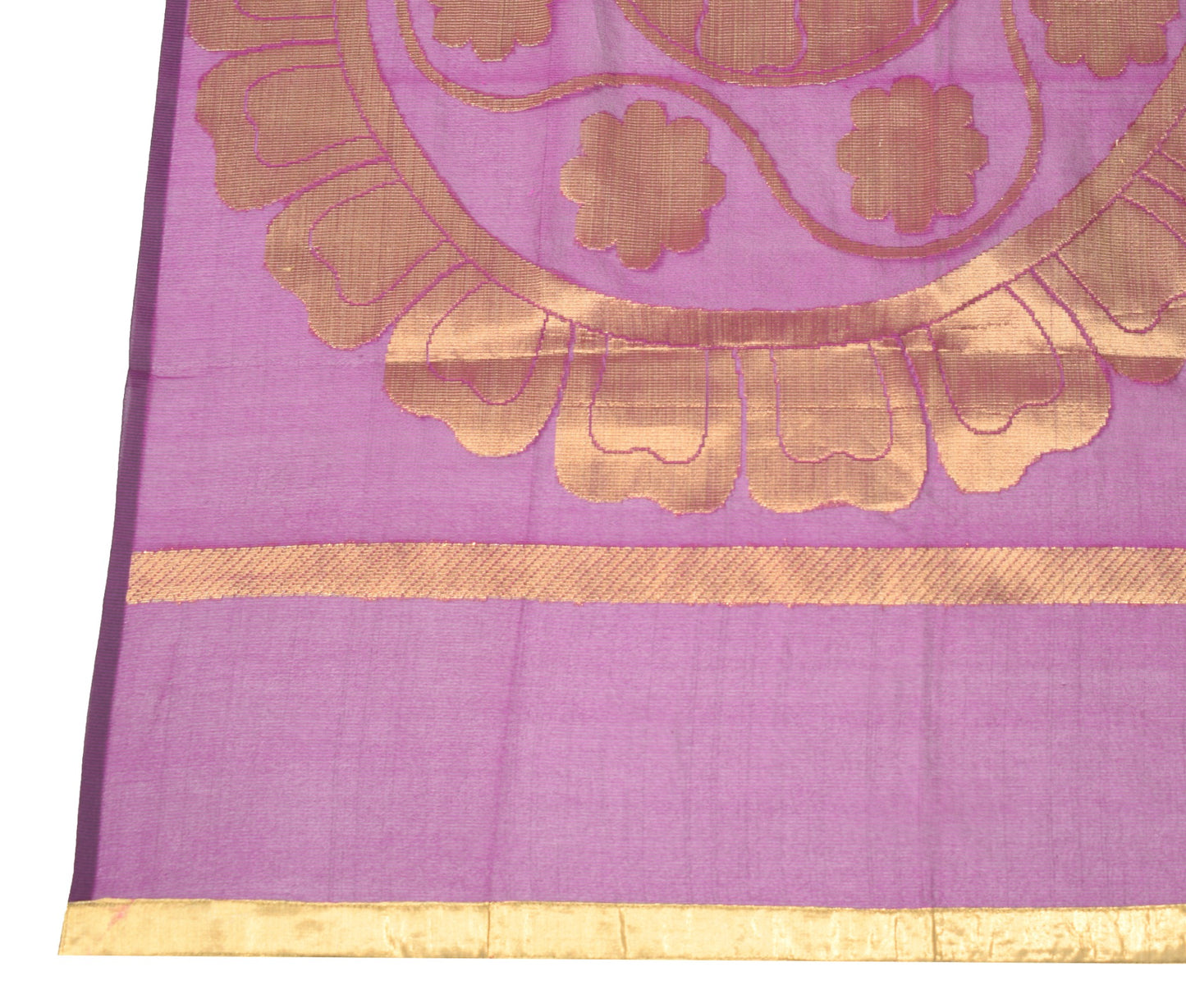 Sushila Vintage Purple Dupatta Art Cotton Silk Paisley Zari Brocade Long Stole