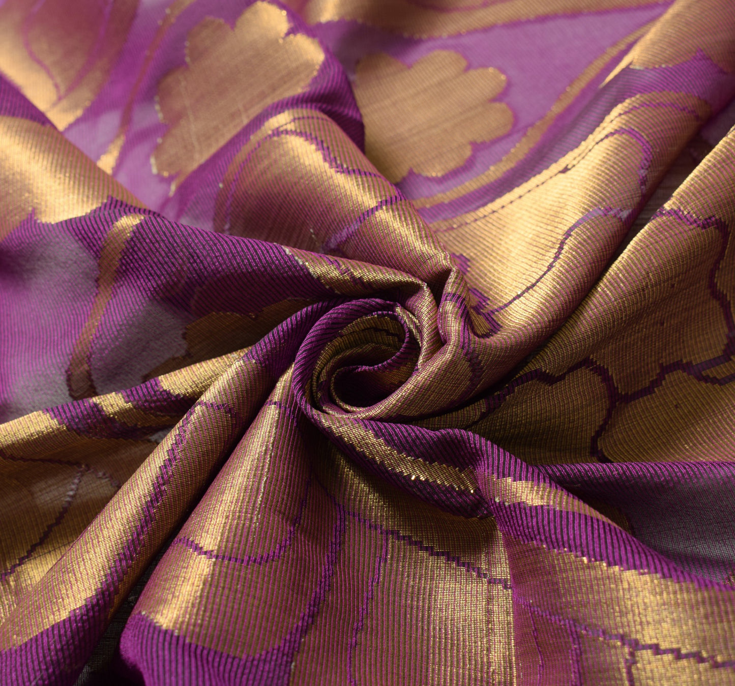Sushila Vintage Purple Dupatta Art Cotton Silk Paisley Zari Brocade Long Stole