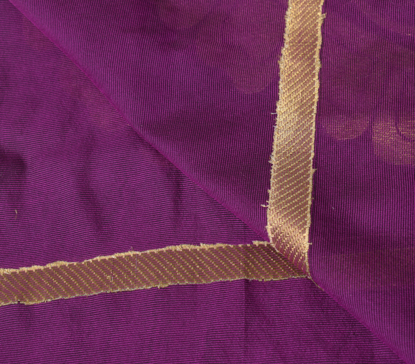 Sushila Vintage Purple Dupatta Art Cotton Silk Paisley Zari Brocade Long Stole