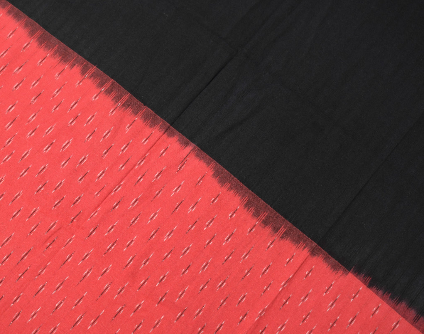 Sushila Vintage Hand Woven Ikat Dupatta Pure Cotton Black Red Long Stole