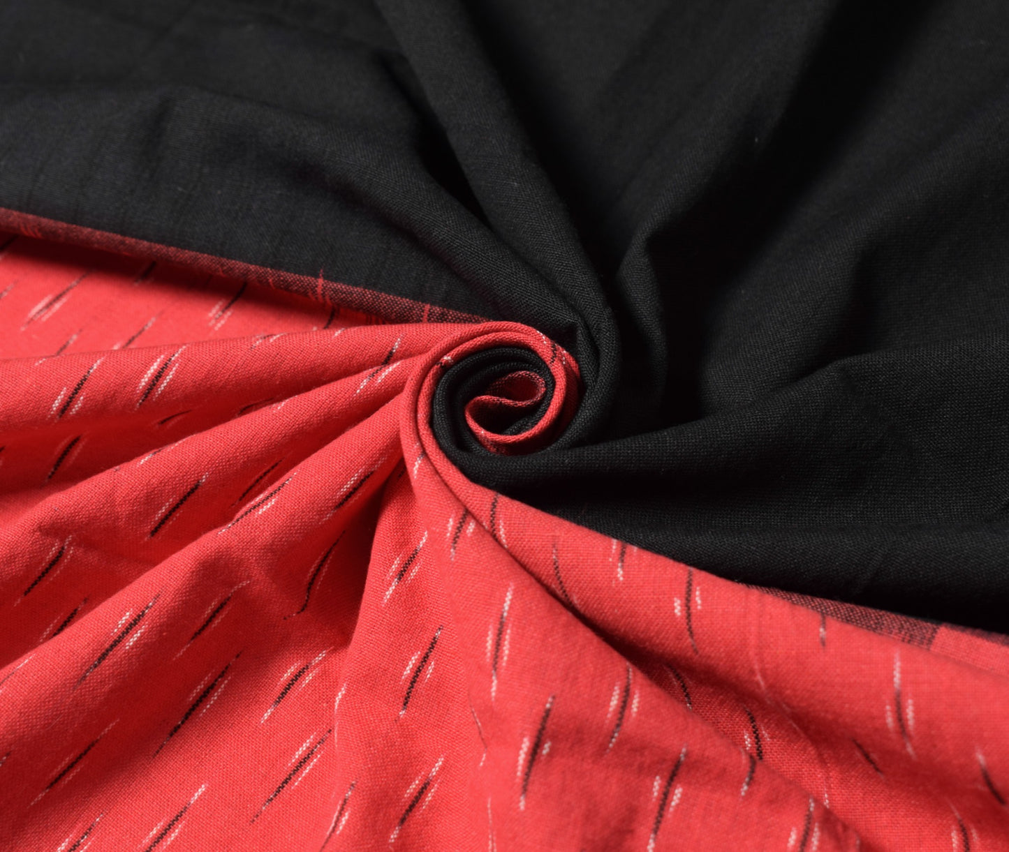 Sushila Vintage Hand Woven Ikat Dupatta Pure Cotton Black Red Long Stole