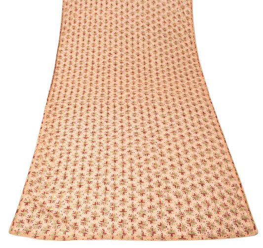 Sushila Vintage Bagh Phulkari Dupatta Floral Brown Art Chiffon Silk Long Stole