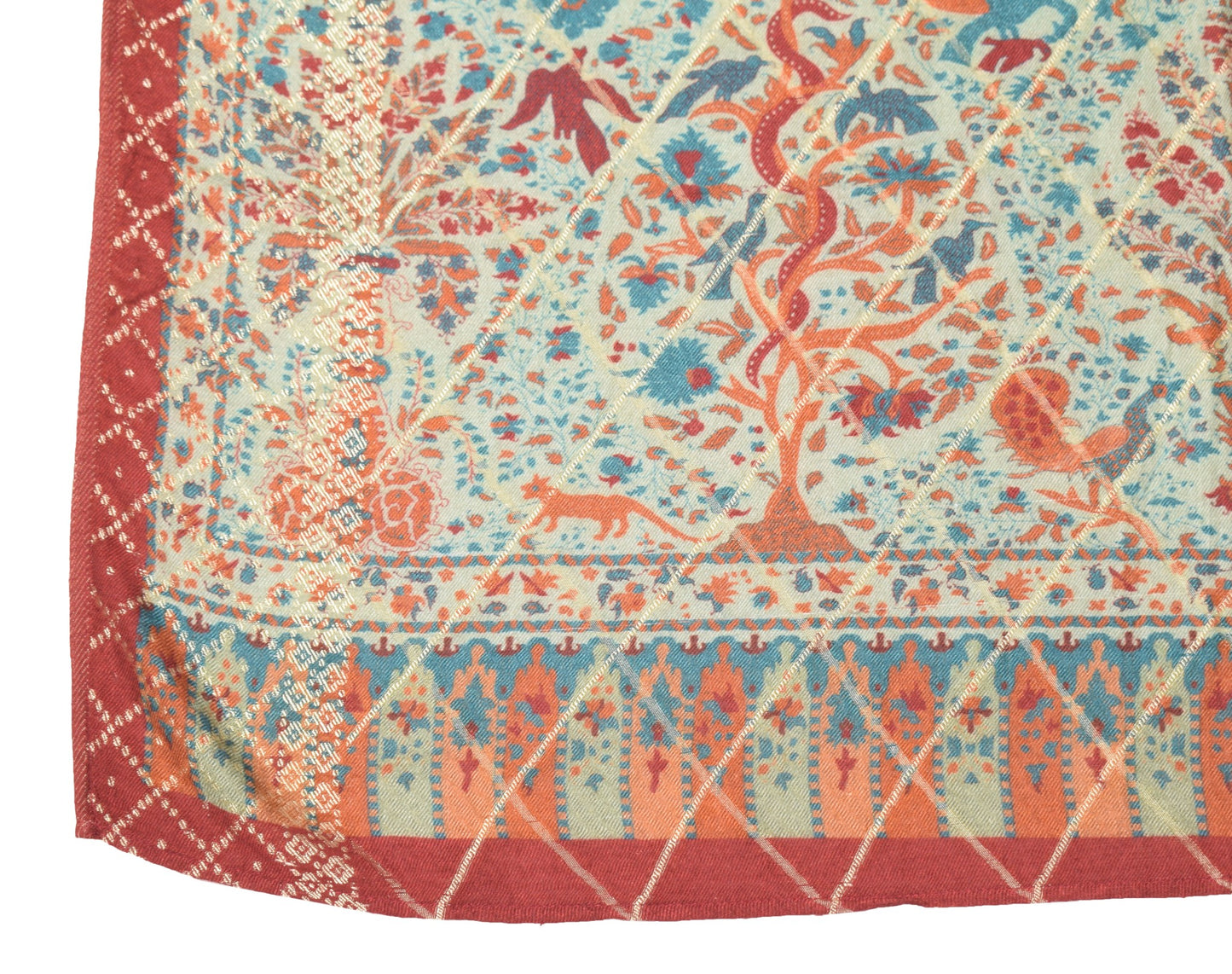 Sushila Vintage Pure Woolen Dupatta Printed & Woven Paisley Green Warm LongStole
