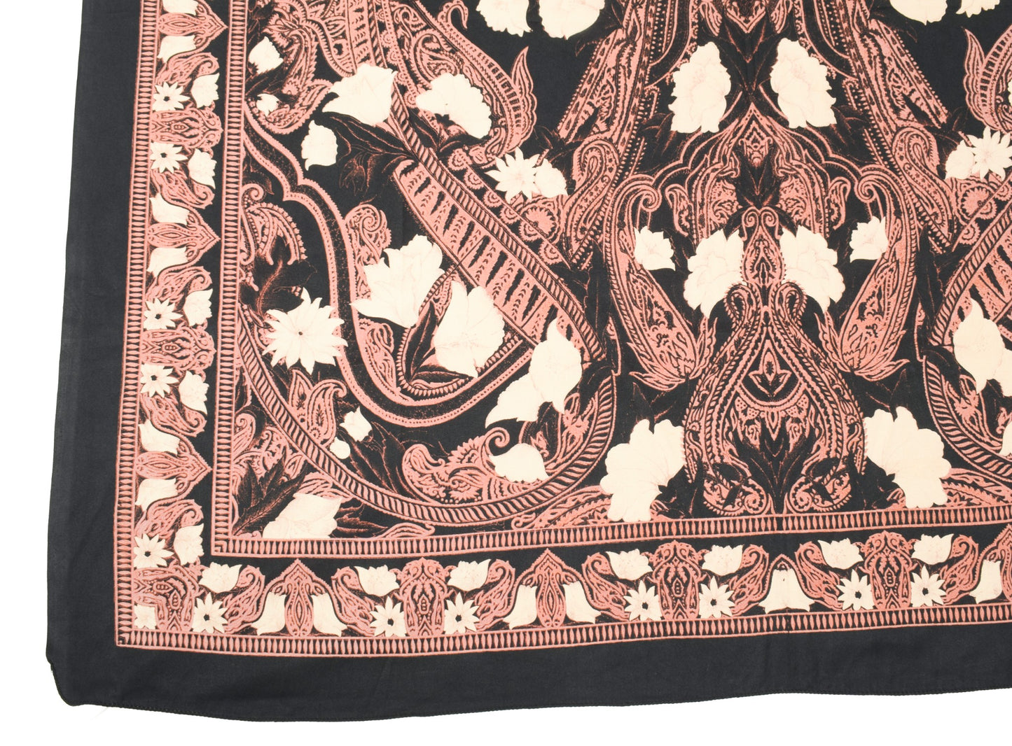 Sushila Vintage Art Silk Dupatta Floral Printed Black Soft Long Stole Hijab Wrap