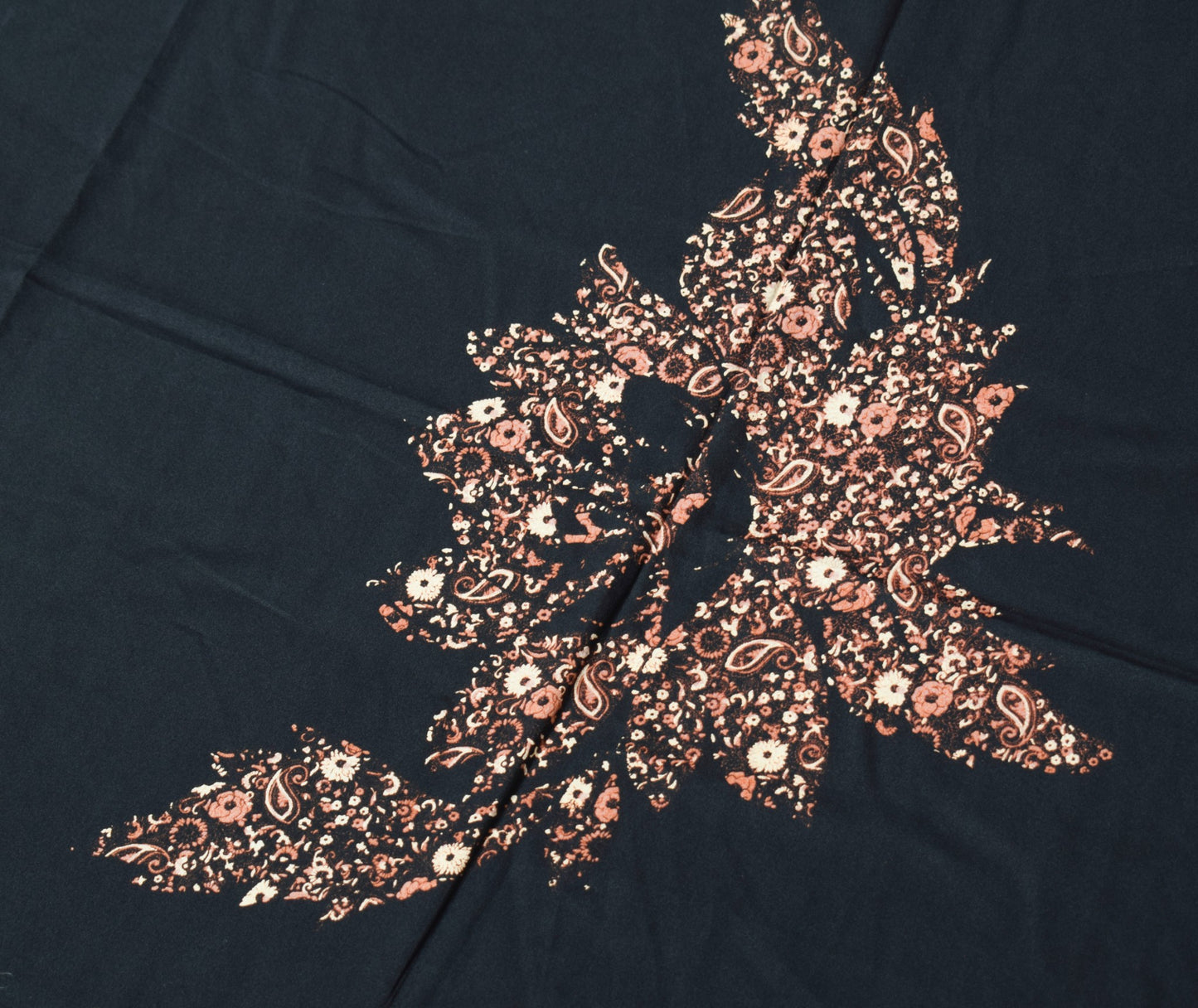 Sushila Vintage Art Silk Dupatta Floral Printed Black Soft Long Stole Hijab Wrap