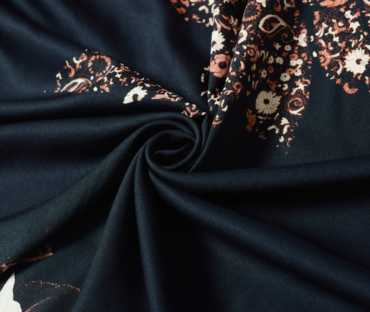 Sushila Vintage Art Silk Dupatta Floral Printed Black Soft Long Stole Hijab Wrap
