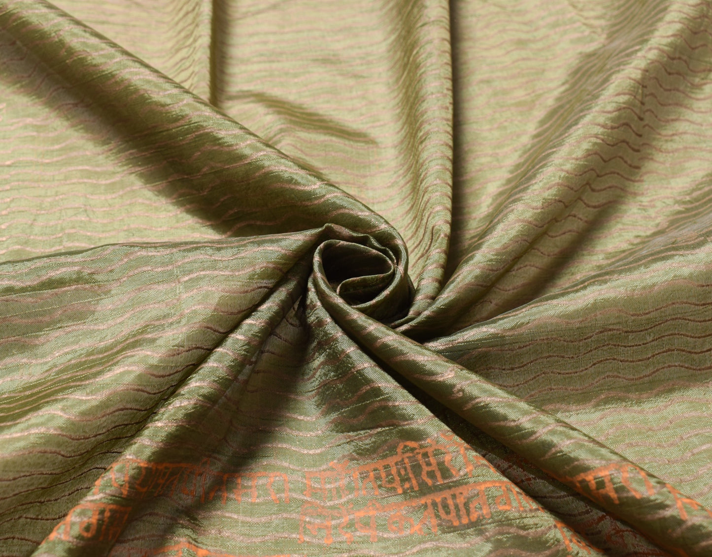 Sushila Vintage Heena Green Dupatta Art Silk Hand Block Laheriya Print LongStole