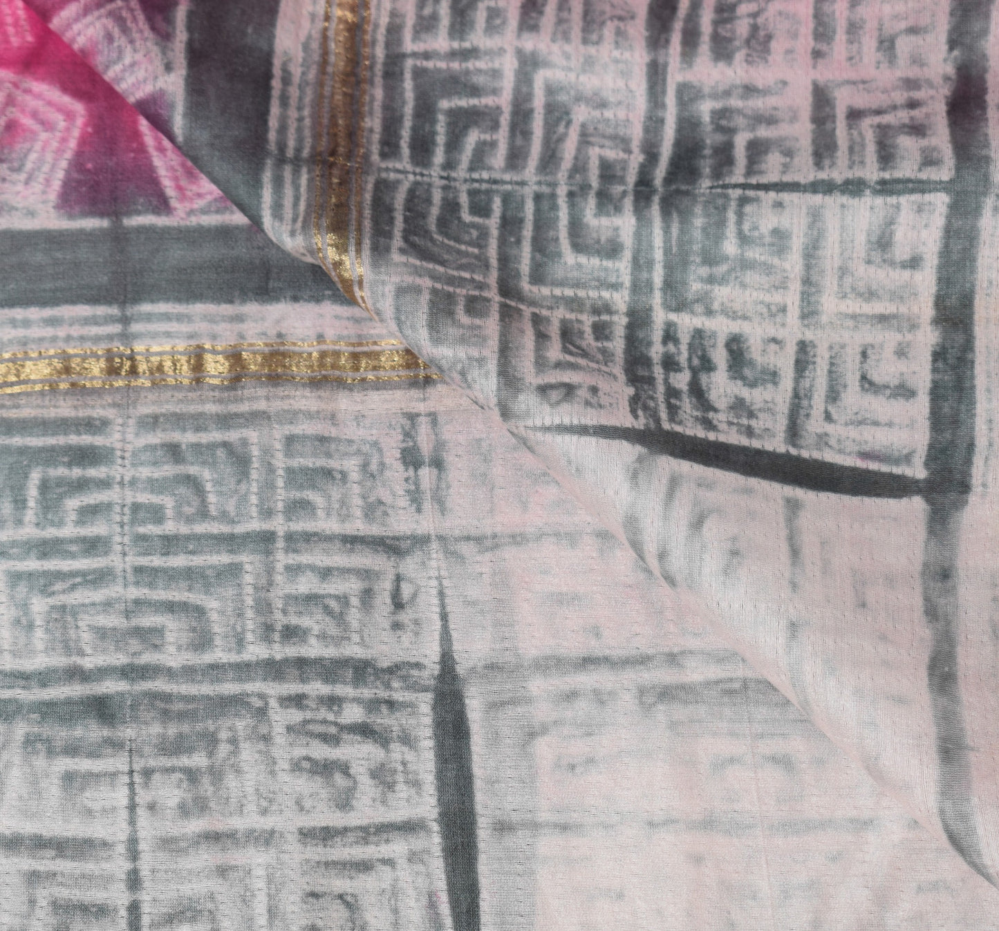 Sushila Vintage Shibori Tie-Dye Dupatta Pure Crepe Handloom Magenta Long Stole