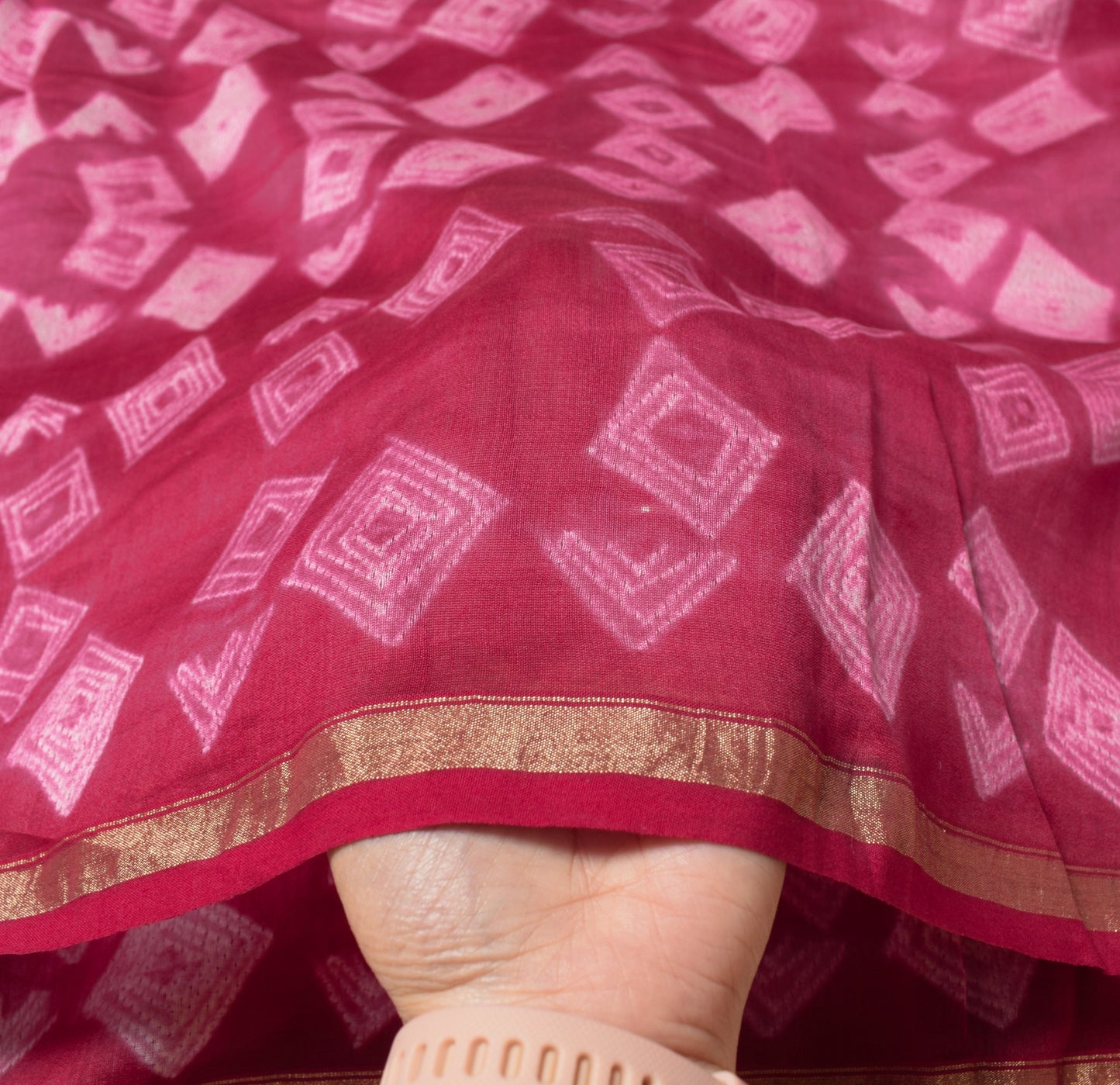 Sushila Vintage Shibori Tie-Dye Dupatta Pure Crepe Handloom Magenta Long Stole
