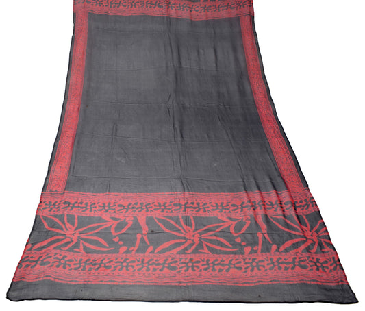Sushila Vintage Black Red Dupatta Printed 100% Pure Georgette Long Stole Scarves